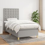 vidaXL Sommier à lattes de lit avec matelas Gris clair 100x200cm Tissu