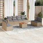 vidaXL Salon de jardin avec coussins 9Pièces mélange beige résine tressée