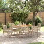 vidaXL Ensemble de salle à manger de jardin 7 pièces avec coussins Beige Poly Rotin