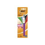 BIC 4 Couleurs Shine Stylo-Bille Rétractable Pointe Moyenne (1,0 mm) - Corps Assortis Métallisés, Blister de 1
