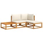 vidaXL Salon de jardin avec coussins 4 Pièces bois d'acacia massif