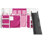 vidaXL Lit mezzanine enfants et rideaux rose 80x200cm bois pin massif