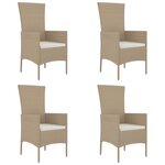 vidaXL Chaises de jardin avec coussins lot de 4 Résine tressée Beige