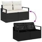 Ensemble de canapé de jardin vidaXL 7 pièces avec coussins noir poly rotin