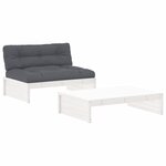vidaXL Salon de jardin 2 Pièces avec coussins blanc bois massif