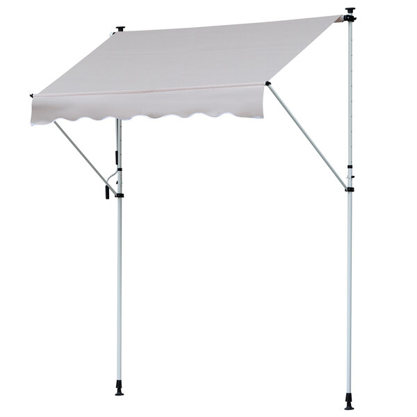 Store banne manuel rétractable 4L x 1,2l m inclinaison et hauteur réglable installation rapide métal alu polyester anti-UV crème