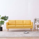 vidaXL Canapé à 3 places Tissu Jaune