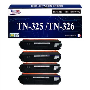 T3AZUR - 4x Toners compatibles avec Brother TN326 pour Brother MFC-L8600CDW MFC-L8650CDW MFC-L8850CDW Jaune