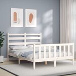 vidaXL Cadre de lit avec tête de lit blanc 140x200 cm bois massif