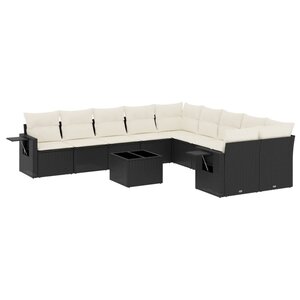 vidaXL Salon de jardin 11 Pièces avec coussins noir résine tressée