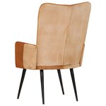 vidaXL Chaise à oreilles Marron et crème Cuir véritable