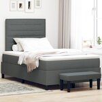 vidaXL Lit Box Spring avec matelas & banc gris foncé 120x190 cm tissu