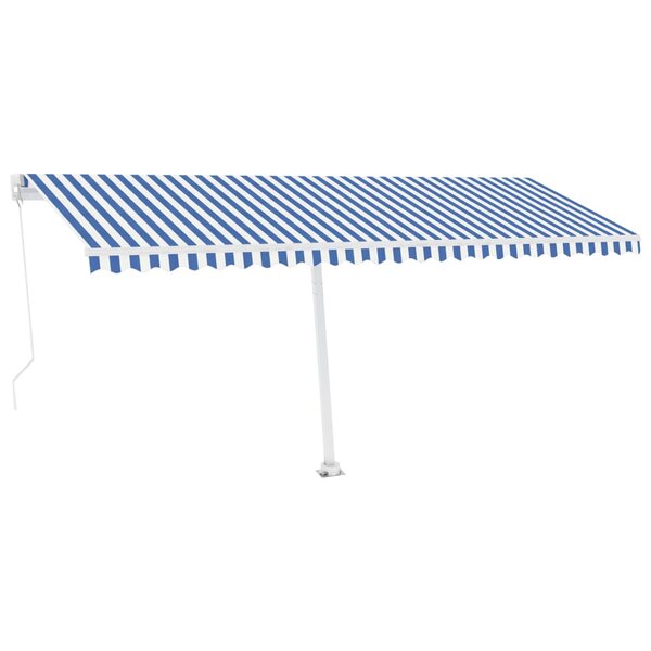 vidaXL Auvent manuel rétractable avec LED 500x300 cm Bleu et blanc