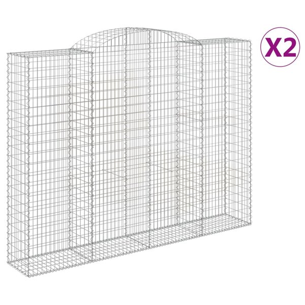 vidaXL Paniers à gabions arqués 2 Pièces 300x50x220/240 cm fer galvanisé