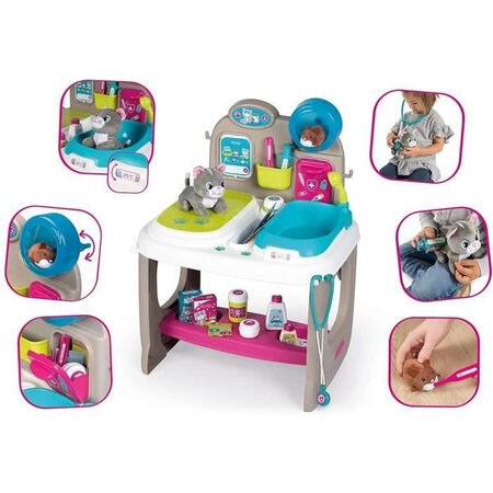 Smoby - centre vétérinaire - clinique animaux - jouet pour enfant - peluche  chaton + hamster incluses - 18 accessoires médicaux - La Poste