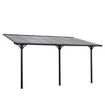Pergola rigide alu. polycarbonate dim. 4 35L x 3l x 2 7H m pavillon de jardin adossable gris