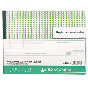 Piqûre des Contrôles Techniques de sécurité 24 x 32 cm 20 pages EXACOMPTA