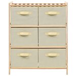 vidaXL Étagère de rangement 6 paniers Tissu Bois de cèdre Beige