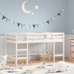 vidaXL Lit mezzanine enfants échelle blanc 90x190 cm bois pin massif