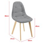 Lot de 4 chaises de salle à manger 86 x 53 x 47 cm gris clair 03_0006770