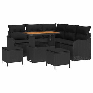 vidaXL Ensemble de canapé de jardin avec coussin 8 Pièces Noir