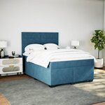 vidaXL Sommier à lattes de lit et matelas bleu 140x190 cm velours