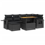 vidaXL Salon de jardin 7 Pièces avec coussins noir résine tressée