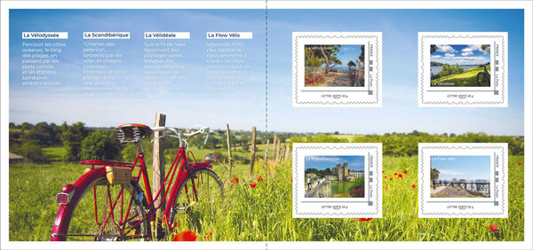 Collector 4 timbres - Nouvelle-Aquitaine à vélo - Lettre Verte