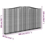 vidaXL Paniers à gabions arqués 2 Pièces 400x30x200/220 cm Fer galvanisé