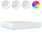 vidaXL Cadre de lit avec lumières LED blanc 180x200 cm bois ingénierie