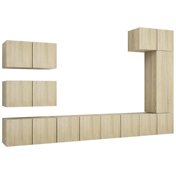 vidaXL Ensemble de meubles TV 8 Pièces Chêne sonoma Bois d'ingénierie