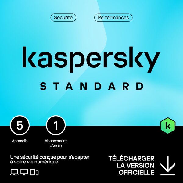 Kaspersky Standard - 5 appareils - Abonnement 1 an