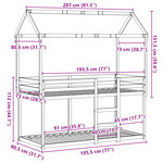 vidaXL Lit superposé avec toit 75x190 cm bois de pin massif
