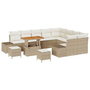 vidaXL Ensemble de canapé de jardin 12 Pièces Beige Poly rotin