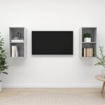 vidaXL Meubles TV muraux 2 Pièces Gris béton Bois d'ingénierie
