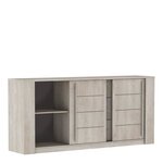 Enfilade ANTIBES 2 portes coulissantes + 3 tiroirs - chêne champagne et béton beige - 206 x 44.9 x 94 cm