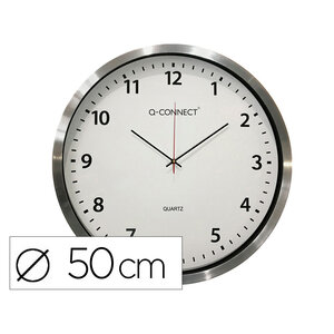 Q-connect horloge murale - Métallique - Diamètre 60 cm - Chrome