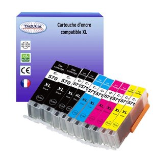 10 Cartouches compatibles avec Canon Pixma MG5750, MG5751, MG5752, MG5753, MG6850, MG6851 remplace Canon PGI-570, CLI-571 XL - T3AZUR