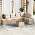 vidaXL Ensemble de Canapés de Jardin de 6 pièces avec Coussins Rattan Poly Marron