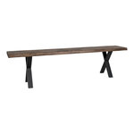 Banc en chêne à bord ondulé huilé fumée avec pieds noirs 180 x 32 x 46 cm