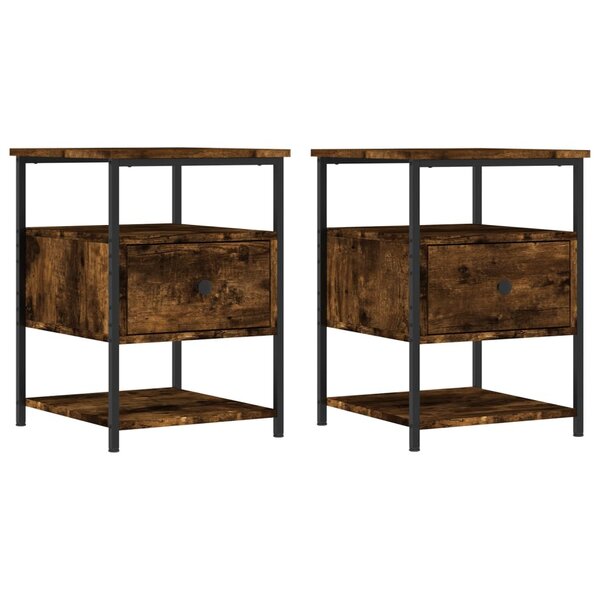 vidaXL Tables de chevet 2 Pièces chêne fumé 40x42x56 cm bois d'ingénierie