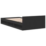 vidaXL Cadre de lit avec tiroir noir 100x200 cm bois d'ingénierie
