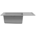 vidaXL Évier de cuisine avec trou de trop-plein ovale Gris Granit