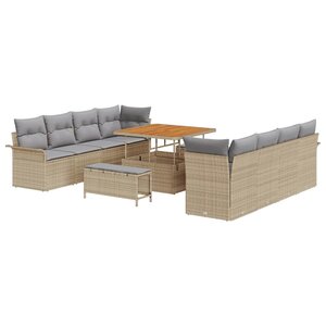 vidaXL Ensemble de canapé de jardin 11 Pièces Beige polyrotin