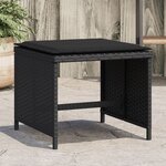 vidaXL Tabourets de jardin avec coussins 4 Pièces noir 40x40x35 cm rotin