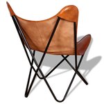 vidaXL Chaise papillon Marron Cuir véritable