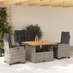 vidaXL Ensemble à manger jardin 4Pièces et coussins Gris Résine tressée