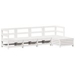 vidaXL Salon de jardin 5 Pièces blanc bois massif de pin