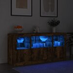 vidaXL Buffet avec lumières LED chêne fumé 142 5x37x67 cm