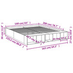vidaXL Cadre de lit sonoma gris 160x200 cm bois d'ingénierie